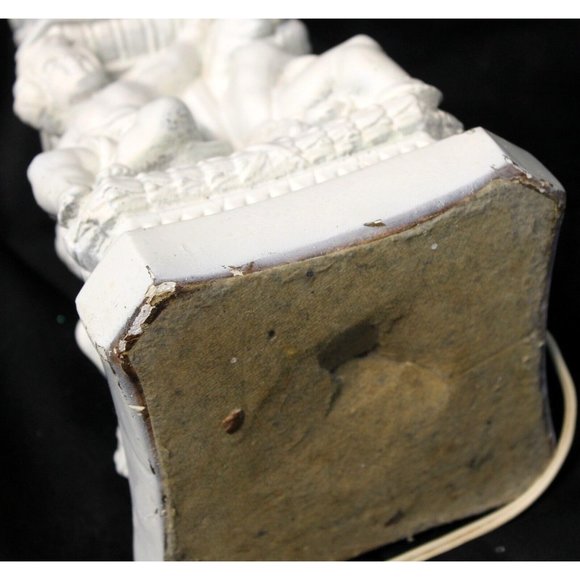 Vtg 50s 60's MCM White Cherub Angel Lamp Functioning Chalk ware Painted Plaster - Picture 8 of 11